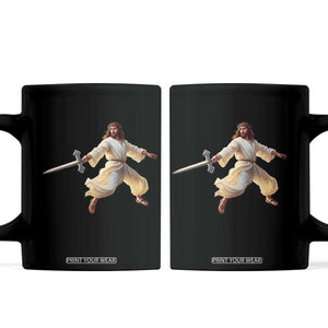 Funny Fencing Jesus Coffee Mug Combat Sport Christan Lover TS14 Black Print Your Wear