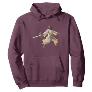 Funny Fencing Jesus Hoodie Combat Sport Christan Lover TS14 Maroon Print Your Wear