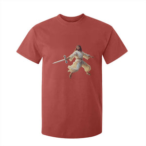 Funny Fencing Jesus T Shirt For Kid Combat Sport Christan Lover TS14 Red Print Your Wear