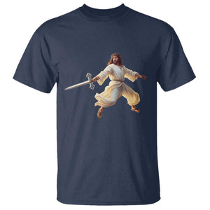 Funny Fencing Jesus T Shirt Combat Sport Christan Lover TS14 Navy Print Your Wear