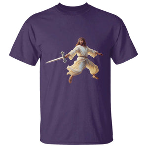 Funny Fencing Jesus T Shirt Combat Sport Christan Lover TS14 Purple Print Your Wear