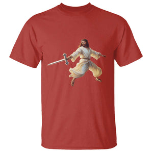 Funny Fencing Jesus T Shirt Combat Sport Christan Lover TS14 Red Print Your Wear