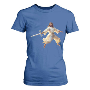 Funny Fencing Jesus T Shirt For Women Combat Sport Christan Lover TS14 Royal Blue Print Your Wear