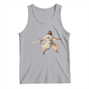 Funny Fencing Jesus Tank Top Combat Sport Christan Lover TS14 Athletic Heather Print Your Wear