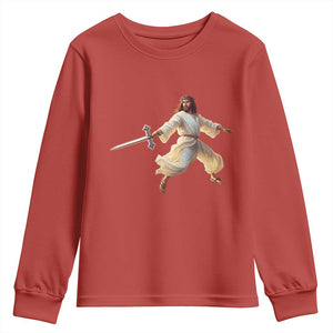 Funny Fencing Jesus Youth Sweatshirt Combat Sport Christan Lover TS14 Red Print Your Wear