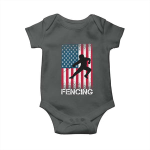 American Flag Fencing USA Patriotic Baby Onesie TS14 Dark Heather Print Your Wear