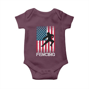 American Flag Fencing USA Patriotic Baby Onesie TS14 Maroon Print Your Wear