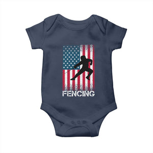 American Flag Fencing USA Patriotic Baby Onesie TS14 Navy Print Your Wear