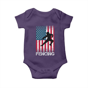 American Flag Fencing USA Patriotic Baby Onesie TS14 Purple Print Your Wear