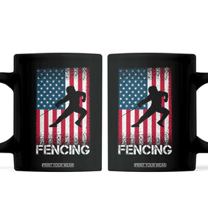 American Flag Fencing USA Patriotic Coffee Mug TS14 Black Print Your Wear
