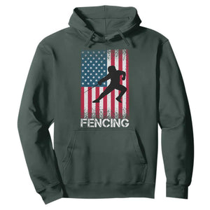 American Flag Fencing USA Patriotic Hoodie TS14 Dark Forest Green Print Your Wear