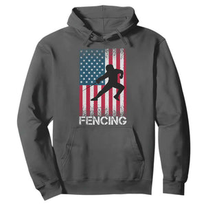 American Flag Fencing USA Patriotic Hoodie TS14 Dark Heather Print Your Wear