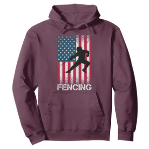 American Flag Fencing USA Patriotic Hoodie TS14 Maroon Print Your Wear