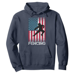 American Flag Fencing USA Patriotic Hoodie TS14 Navy Print Your Wear