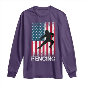 American Flag Fencing USA Patriotic Long Sleeve Shirt TS14 Purple Print Your Wear