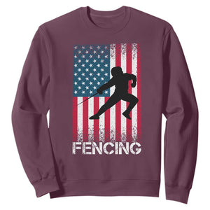 American Flag Fencing USA Patriotic Sweatshirt TS14 Maroon Print Your Wear
