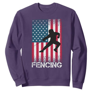 American Flag Fencing USA Patriotic Sweatshirt TS14 Purple Print Your Wear