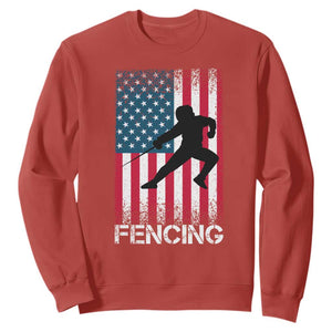 American Flag Fencing USA Patriotic Sweatshirt TS14 Red Print Your Wear