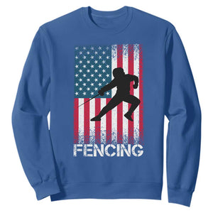 American Flag Fencing USA Patriotic Sweatshirt TS14 Royal Blue Print Your Wear