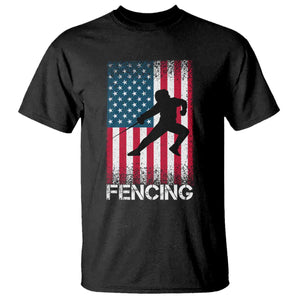 American Flag Fencing USA Patriotic T Shirt TS14 Black Print Your Wear