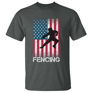 American Flag Fencing USA Patriotic T Shirt TS14 Dark Heather Print Your Wear