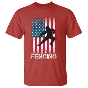 American Flag Fencing USA Patriotic T Shirt TS14 Red Print Your Wear