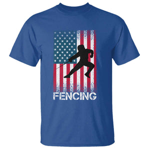 American Flag Fencing USA Patriotic T Shirt TS14 Royal Blue Print Your Wear