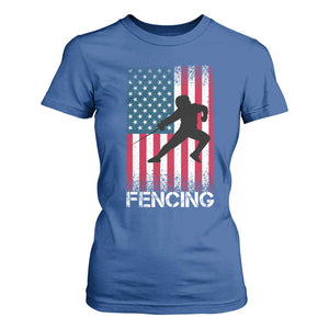 American Flag Fencing USA Patriotic T Shirt For Women TS14 Royal Blue Print Your Wear