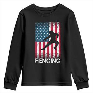 American Flag Fencing USA Patriotic Youth Sweatshirt TS14 Black Print Your Wear