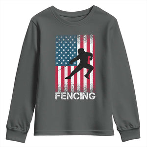 American Flag Fencing USA Patriotic Youth Sweatshirt TS14 Dark Heather Print Your Wear