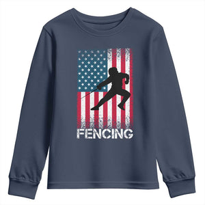 American Flag Fencing USA Patriotic Youth Sweatshirt TS14 Navy Print Your Wear