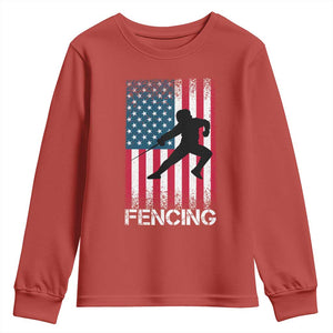 American Flag Fencing USA Patriotic Youth Sweatshirt TS14 Red Print Your Wear