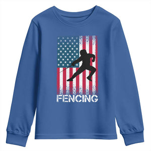 American Flag Fencing USA Patriotic Youth Sweatshirt TS14 Royal Blue Print Your Wear