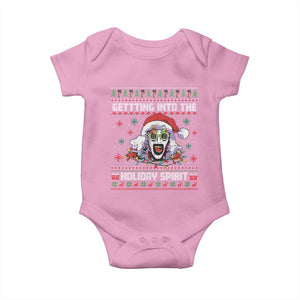 Terrifier Santa Christmas Baby Onesie Getting Into The Holiday Spirit Horror Movie TS14 Light Pink Print Your Wear