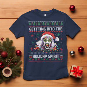 Terrifier Santa Christmas T Shirt Getting Into The Holiday Spirit Horror Movie TS14 Navy Print Your Wear