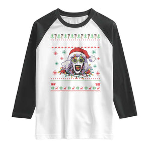 Terrifier Santa Christmas Raglan Shirt Getting Into The Holiday Spirit Horror Movie TS14 White Black Print Your Wear