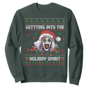Terrifier Santa Christmas Sweatshirt Getting Into The Holiday Spirit Horror Movie TS14 Dark Forest Green Print Your Wear