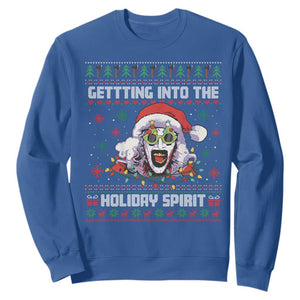 Terrifier Santa Christmas Sweatshirt Getting Into The Holiday Spirit Horror Movie TS14 Royal Blue Print Your Wear