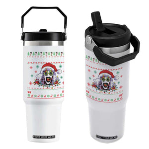 Terrifier Santa Christmas Flip Straw Tumbler Getting Into The Holiday Spirit Horror Movie TS14 One Size: 30 oz White Print Your Wear