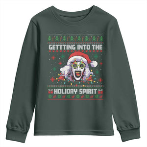 Terrifier Santa Christmas Youth Sweatshirt Getting Into The Holiday Spirit Horror Movie TS14 Dark Forest Green Print Your Wear