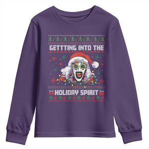 Terrifier Santa Christmas Youth Sweatshirt Getting Into The Holiday Spirit Horror Movie TS14 Purple Print Your Wear