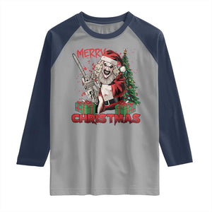 Terrifier Santa Christmas Horror Movie Raglan Shirt TS14 Sport Gray Navy Print Your Wear