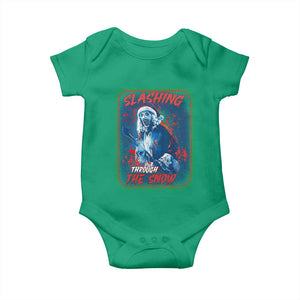 Terrifier Santa Christmas Baby Onesie Slashing Through The Snow TS14 Irish Green Print Your Wear