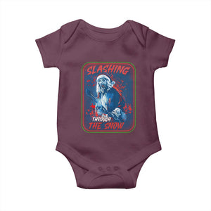 Terrifier Santa Christmas Baby Onesie Slashing Through The Snow TS14 Maroon Print Your Wear