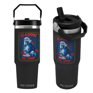 Terrifier Santa Christmas Flip Straw Tumbler Slashing Through The Snow TS14 One Size: 30 oz Black Print Your Wear