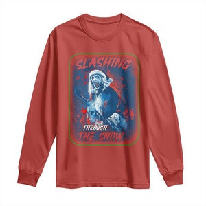 Terrifier Santa Christmas Long Sleeve Shirt Slashing Through The Snow TS14 Red Print Your Wear