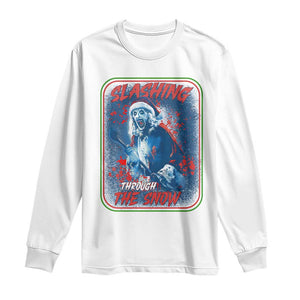 Terrifier Santa Christmas Long Sleeve Shirt Slashing Through The Snow TS14 White Print Your Wear