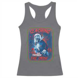 Terrifier Santa Christmas Racerback Tank Top Slashing Through The Snow TS14 Charcoal Print Your Wear