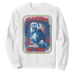 Terrifier Santa Christmas Sweatshirt Slashing Through The Snow TS14 White Print Your Wear