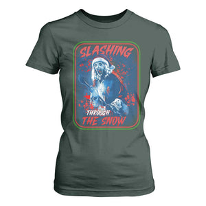 Terrifier Santa Christmas T Shirt For Women Slashing Through The Snow TS14 Dark Forest Green Print Your Wear